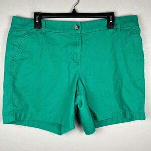 J.Crew Re-Imagined Green Chino Shorts Womens Size 14 Cotton‎ Blend Casual Summer